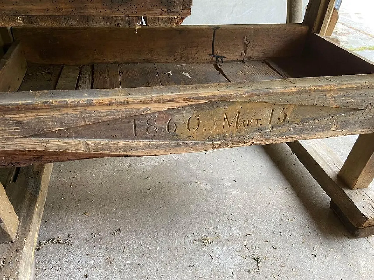 Banco da falegname con cassetto e ripiano, metà '800 4