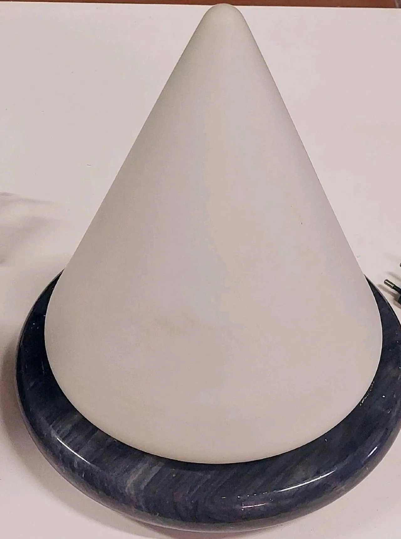 Lampada a cono in vetro di Murano e marmo, fine '900 3