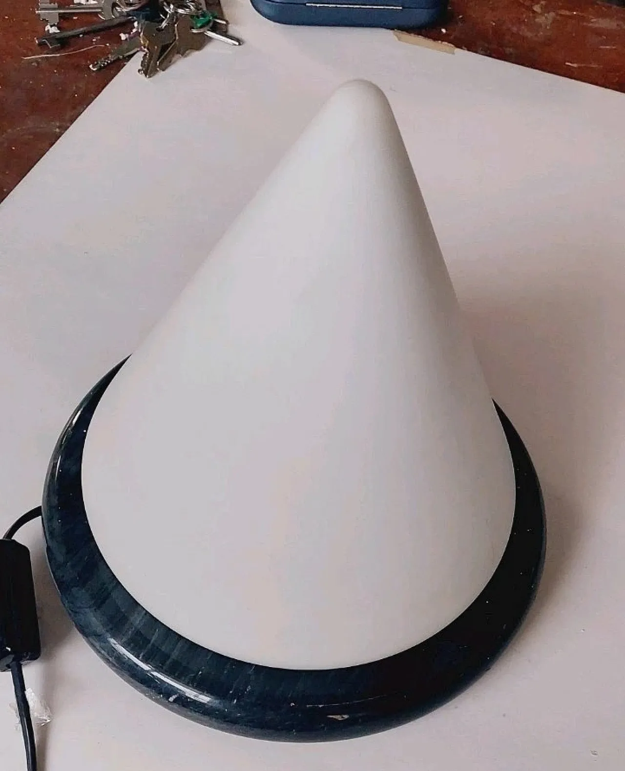 Lampada a cono in vetro di Murano e marmo, fine '900 4