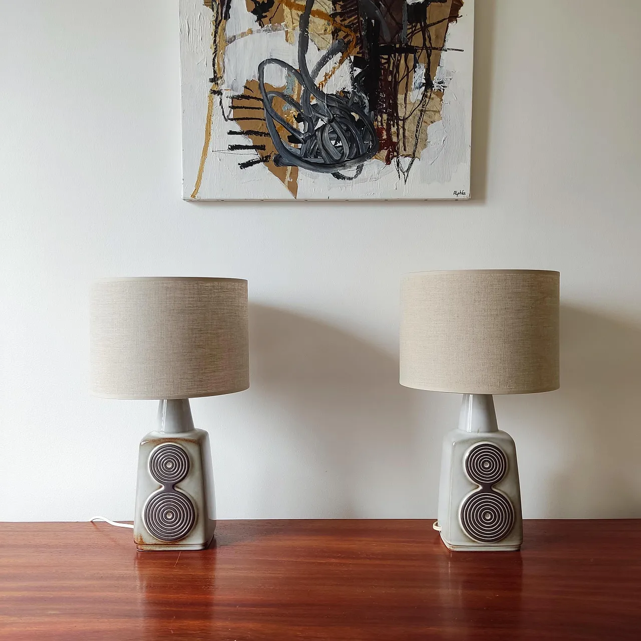 Pair of Soholm ceramic lamps - Denmark 1960s 2