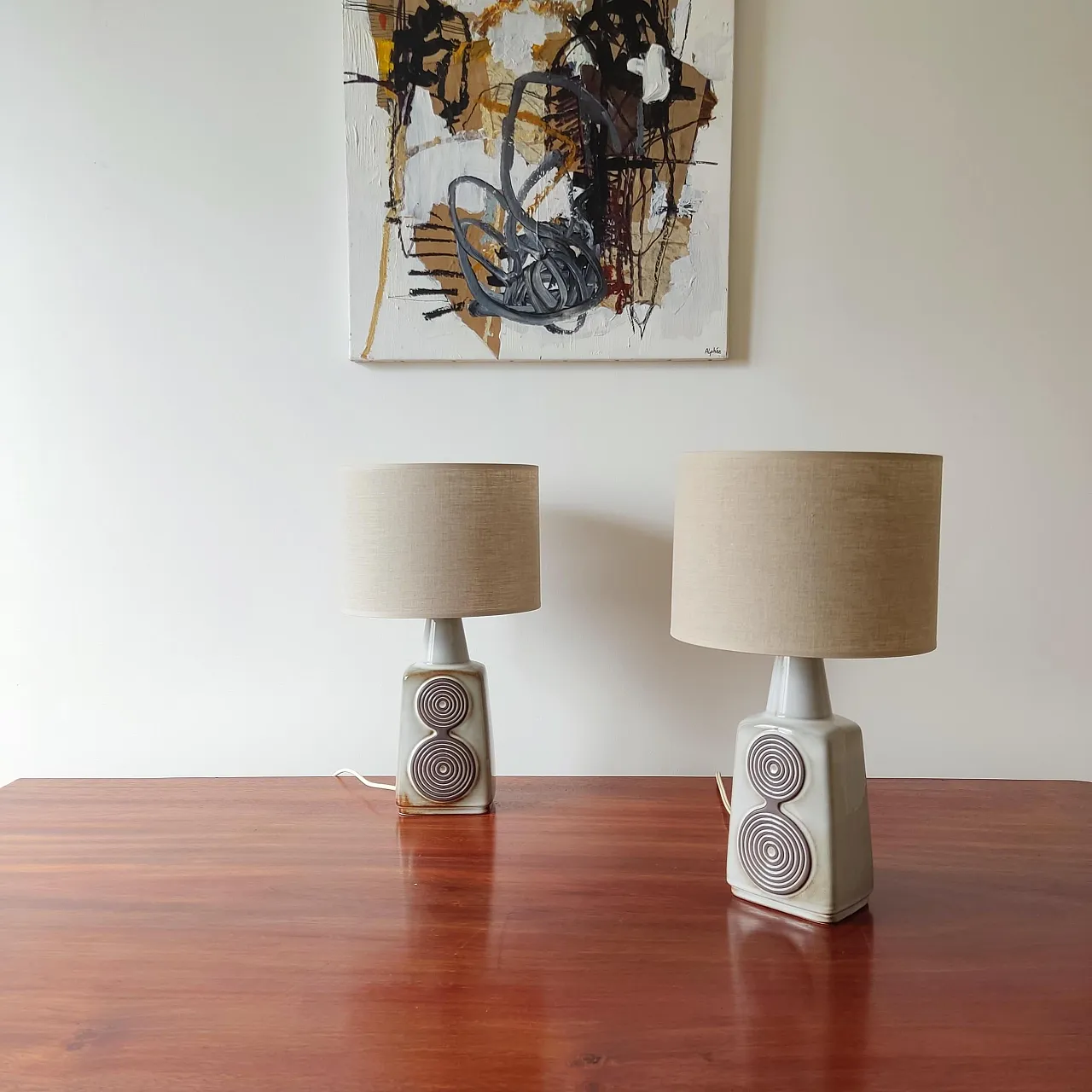 Coppia di lampade in ceramica Soholm, anni '60 7