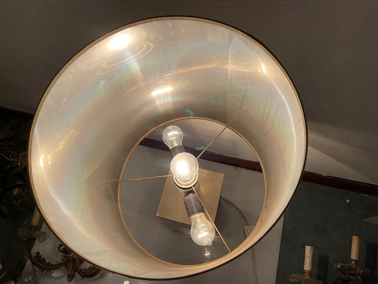 Coppia di lampade da tavolo in ottone e cromo di Noel B. C., anni '70 2