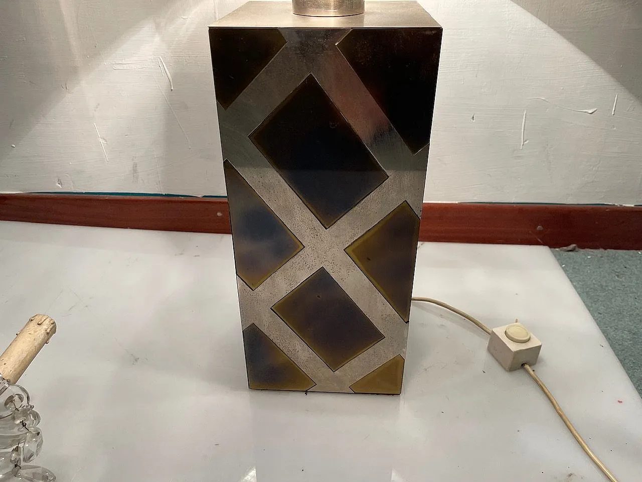 Coppia di lampade da tavolo in ottone e cromo di Noel B. C., anni '70 5