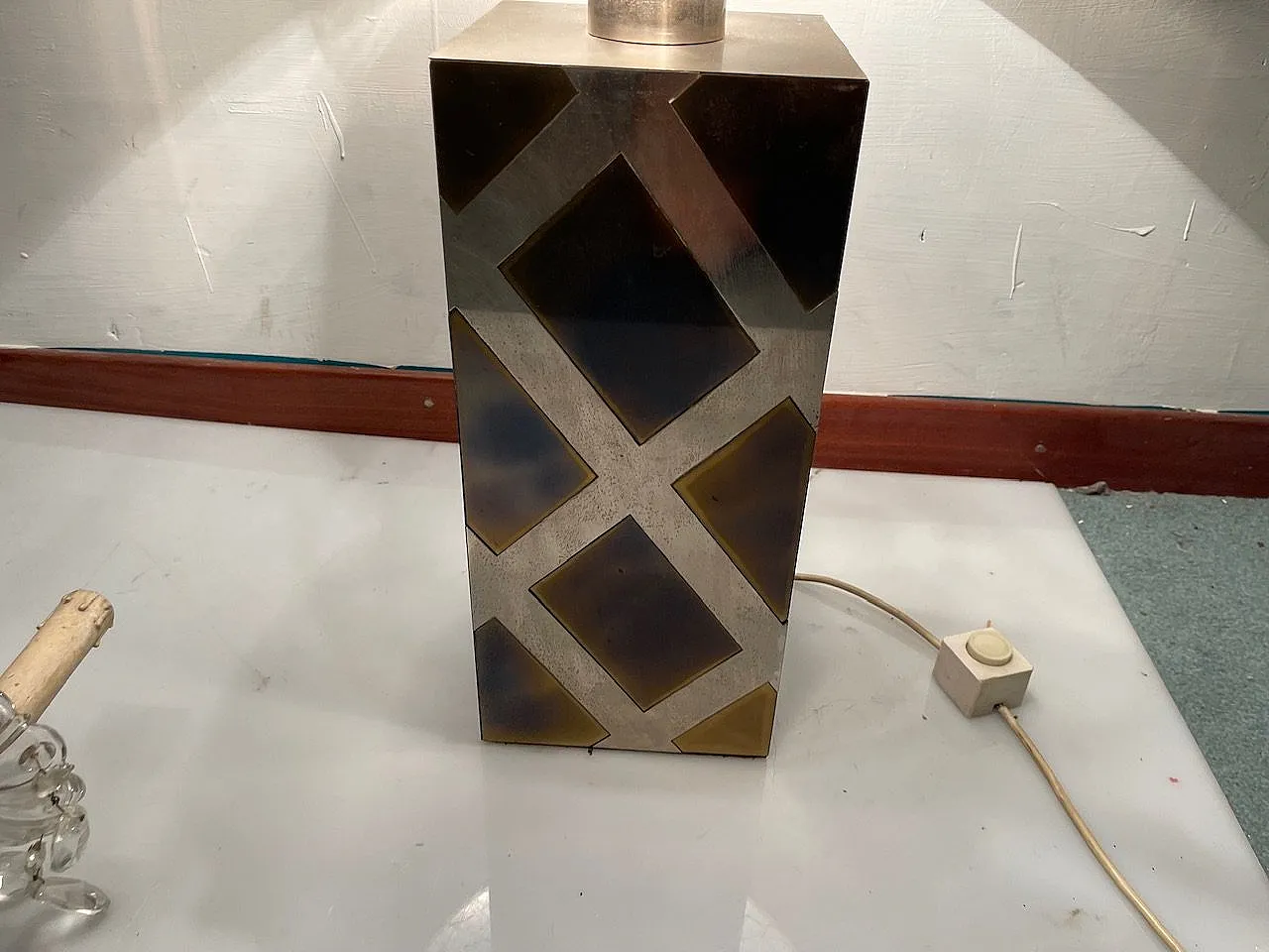 Coppia di lampade da tavolo in ottone e cromo di Noel B. C., anni '70 9