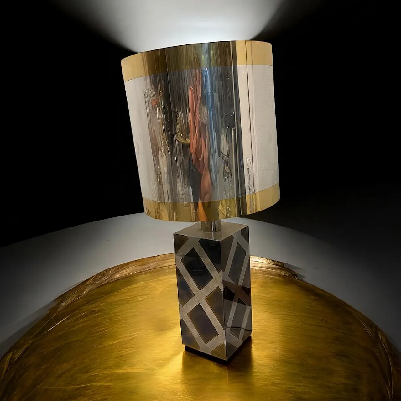 Coppia di lampade da tavolo in ottone e cromo di Noel B. C., anni '70 12