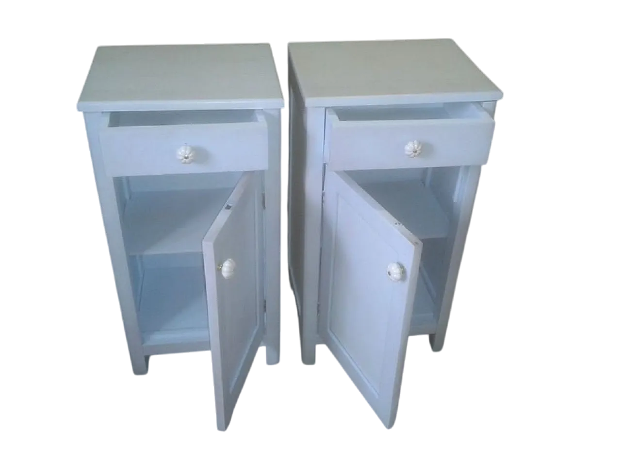 Coppia di comodini dipinti di blu, anni '50 7