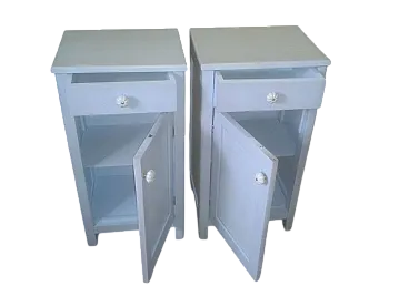 Coppia di comodini dipinti di blu, anni '50