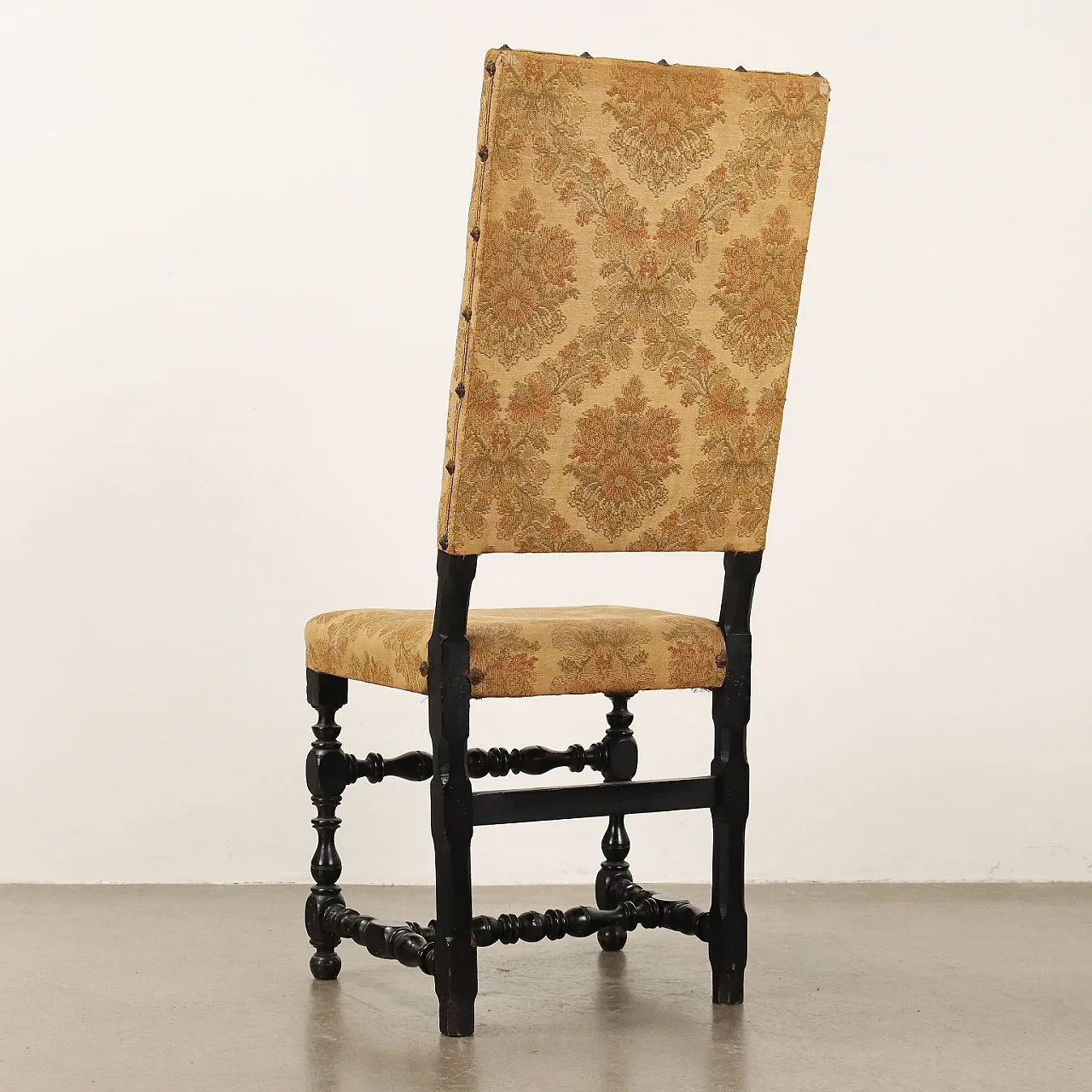 4 Baroque chairs in ebony painted walnut, 18th century 8