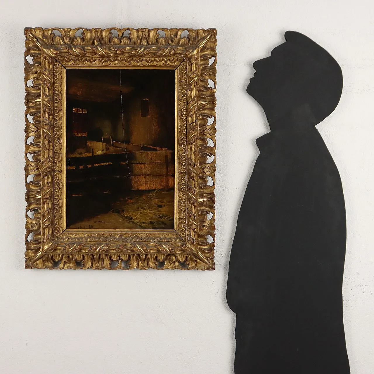 Lorenzo Delleani, Interno di stalla, oil on hardboard, 1889 2