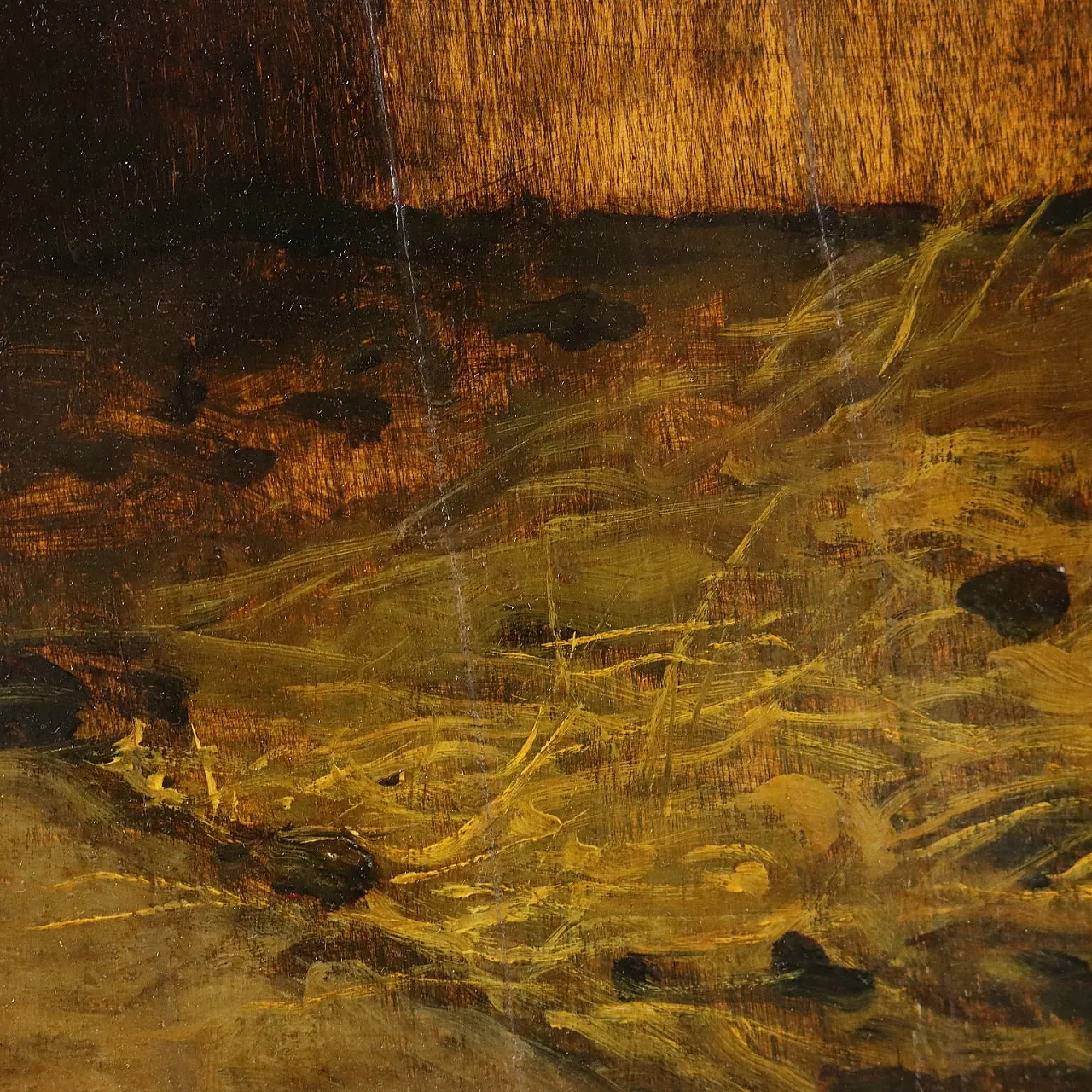 Lorenzo Delleani, Interno di stalla, oil on hardboard, 1889 5