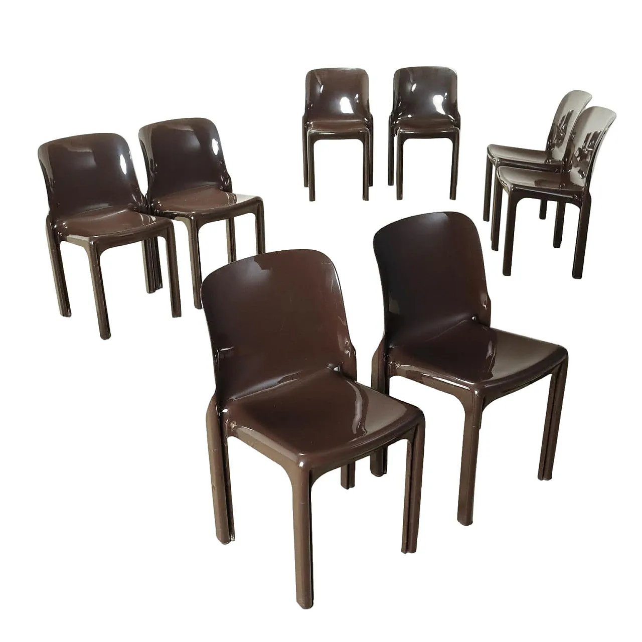 8 Sedie Selene di Vico Magistretti per Artemide, anni '70 1