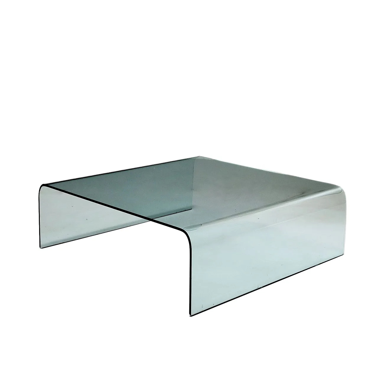Tavolino da caffè in vetro curvato, anni '70 1