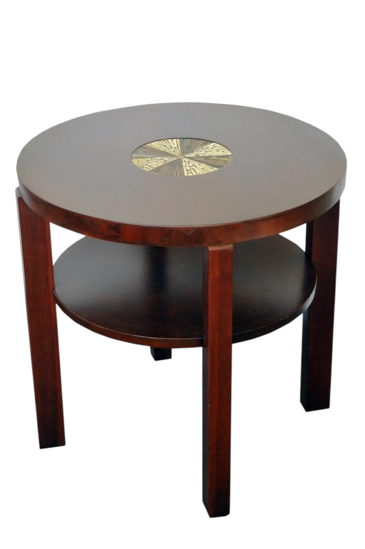 Tavolino rotondo Art Déco con mosaico in vetro, anni '30 4