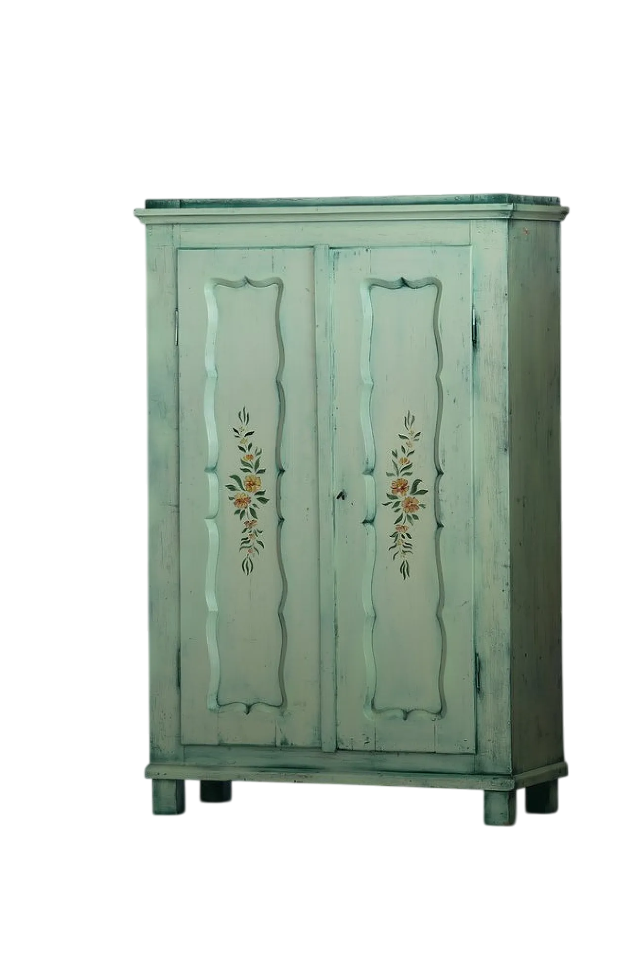 Armadio verde dipinto a mano, primo '900 7