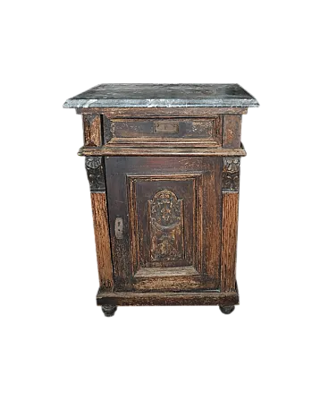 Comodino con piano in marmo, fine '800