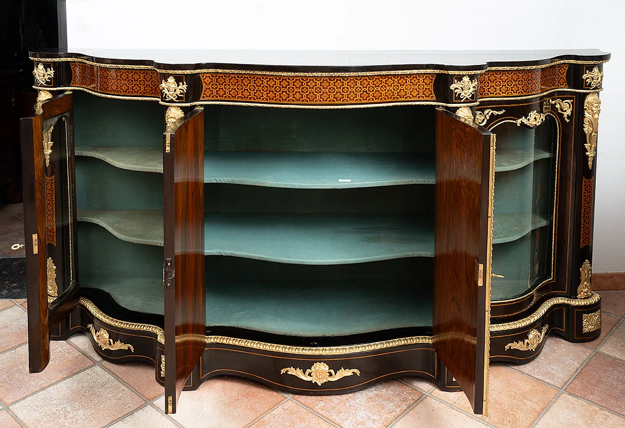 Sideboard Napoleon III in precious exotic woods, 19th century 2