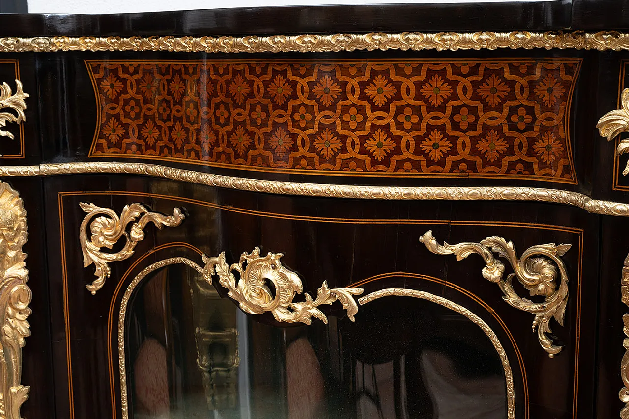 Sideboard Napoleon III in precious exotic woods, 19th century 4