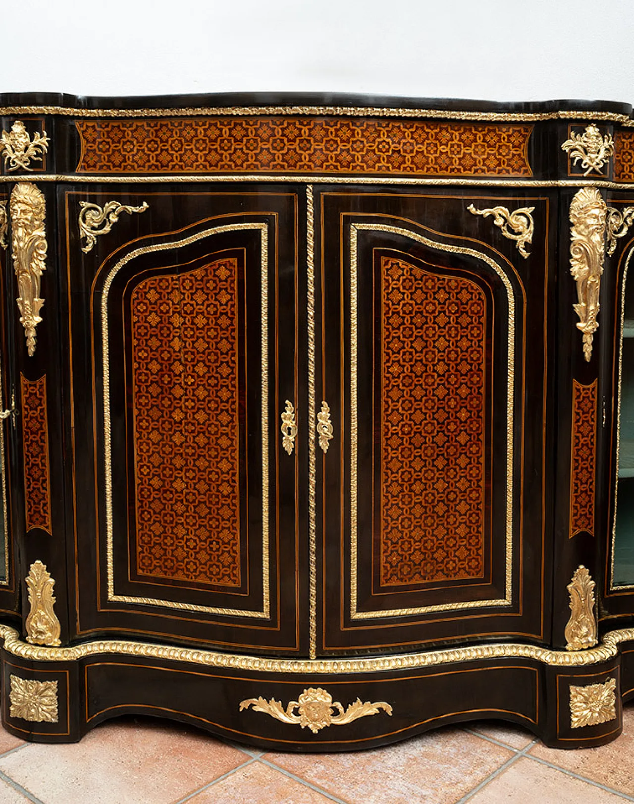 Sideboard Napoleon III in precious exotic woods, 19th century 5