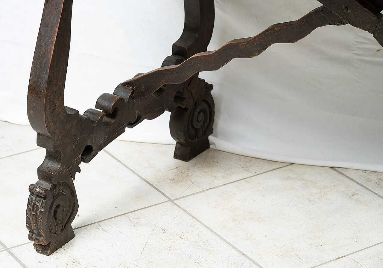 Tavolo da refettorio fratino in massello di noce, Napoli, '700 3