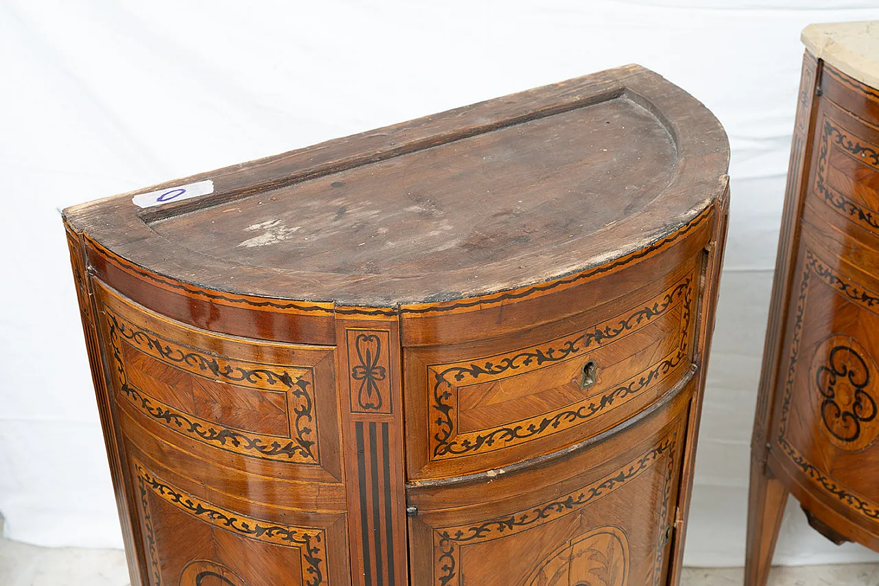Pair of sideboards Louis XVI Neapolitan in Demi Lune, 18th century 4