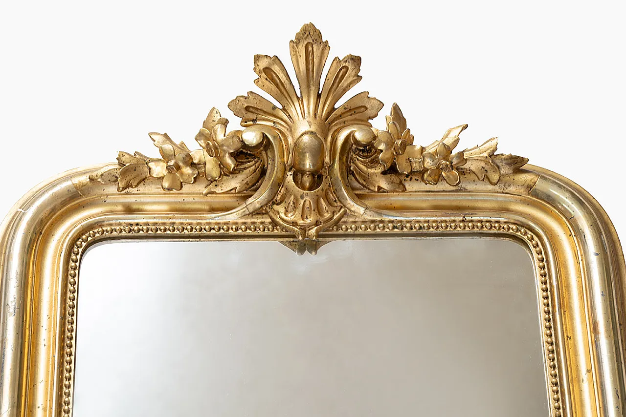 Ancient mirror Napoleon III in golden and carved wood. 4