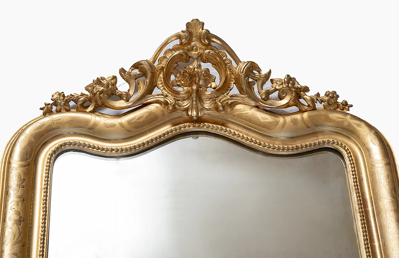 Mirror Napoleon III French in golden and carved wood, 19th century 2