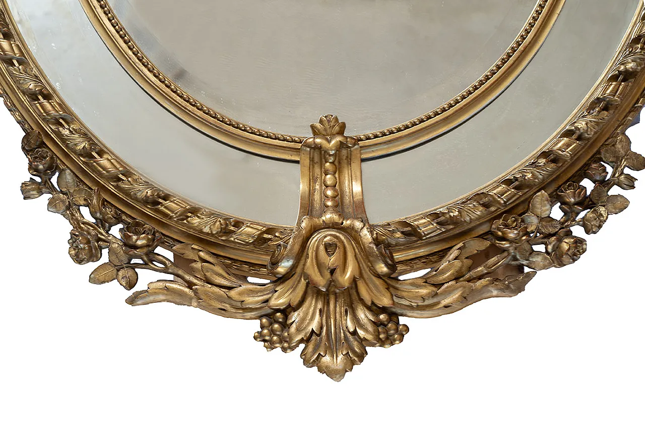 Specchiera a medaglione Napoleone III Francese in legno dorato, '800 4