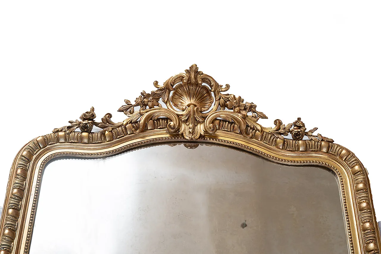Ancient mirror Napoleon III French in golden and carved wood. 2