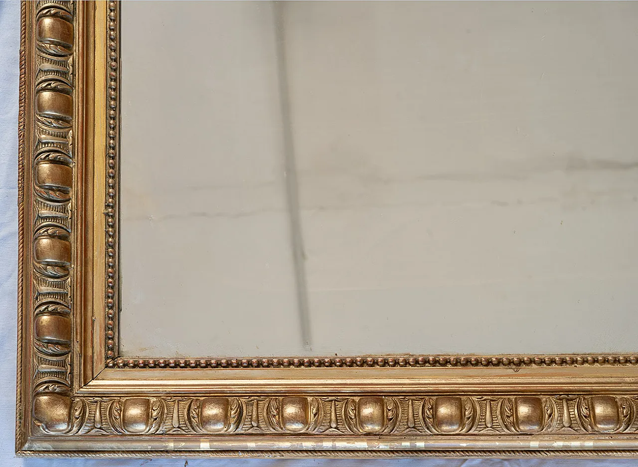 Ancient mirror Napoleon III French in golden and carved wood. 3