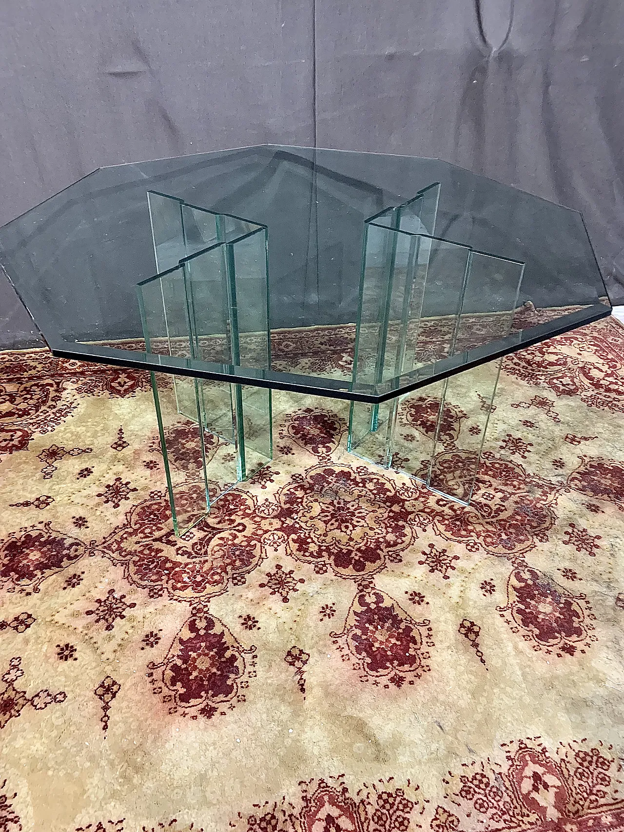 Octogonal glass table, 70s 1