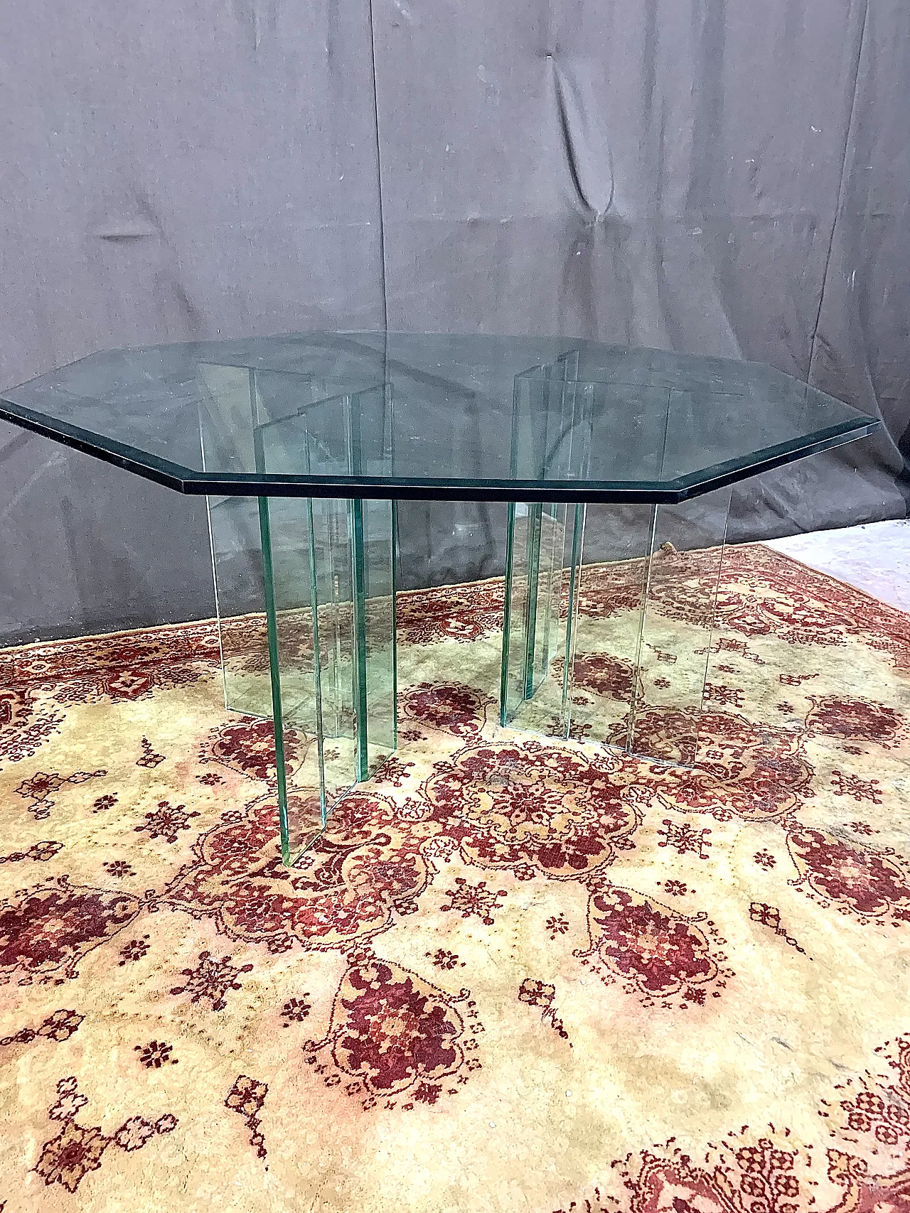 Octogonal glass table, 70s 2