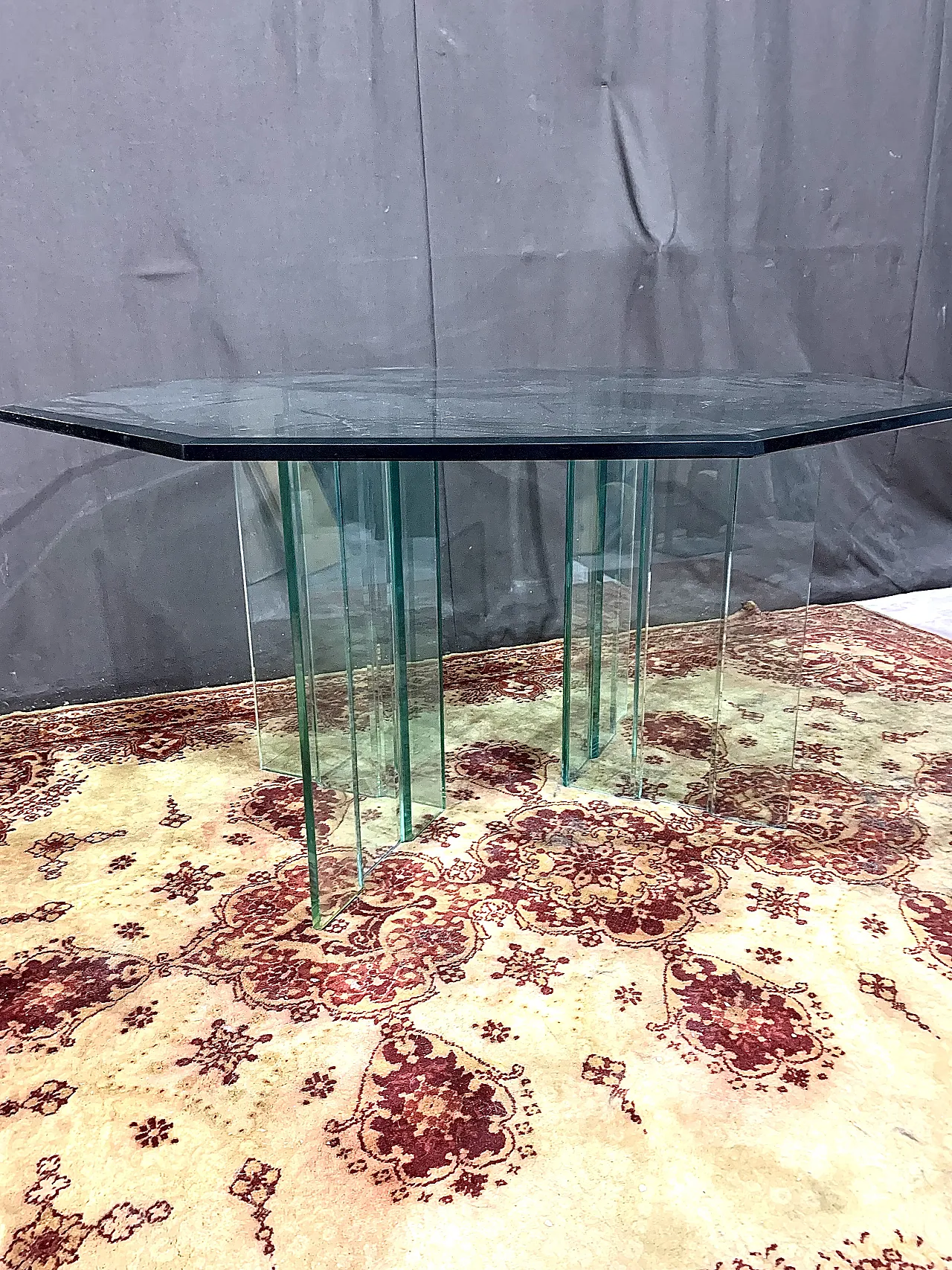 Octogonal glass table, 70s 3