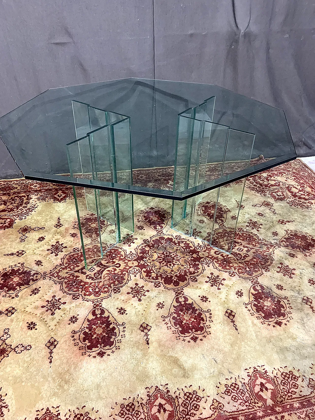 Octogonal glass table, 70s 4