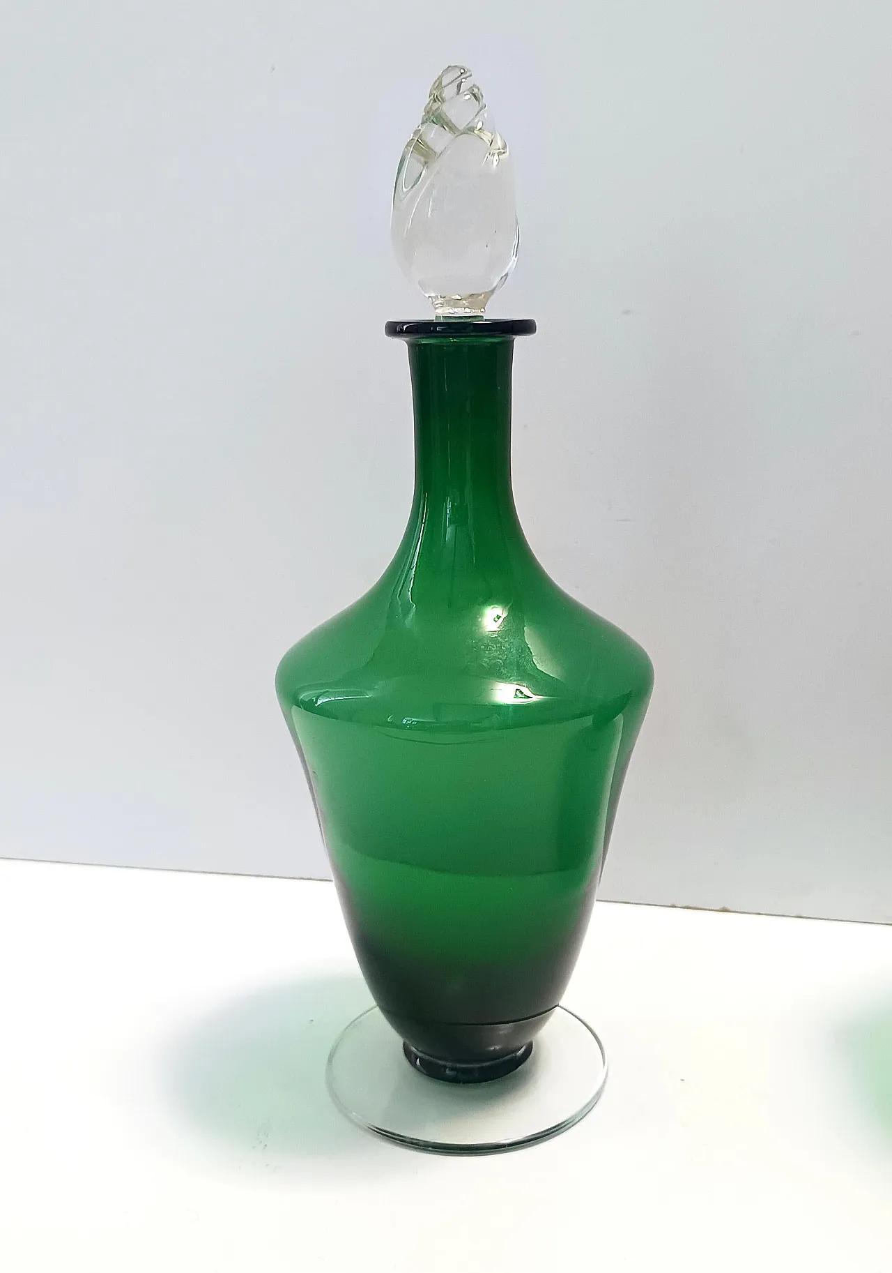 Pair of Green Hand-Blown Glass Wine and Water Pitchers, Empoli, 50s 4