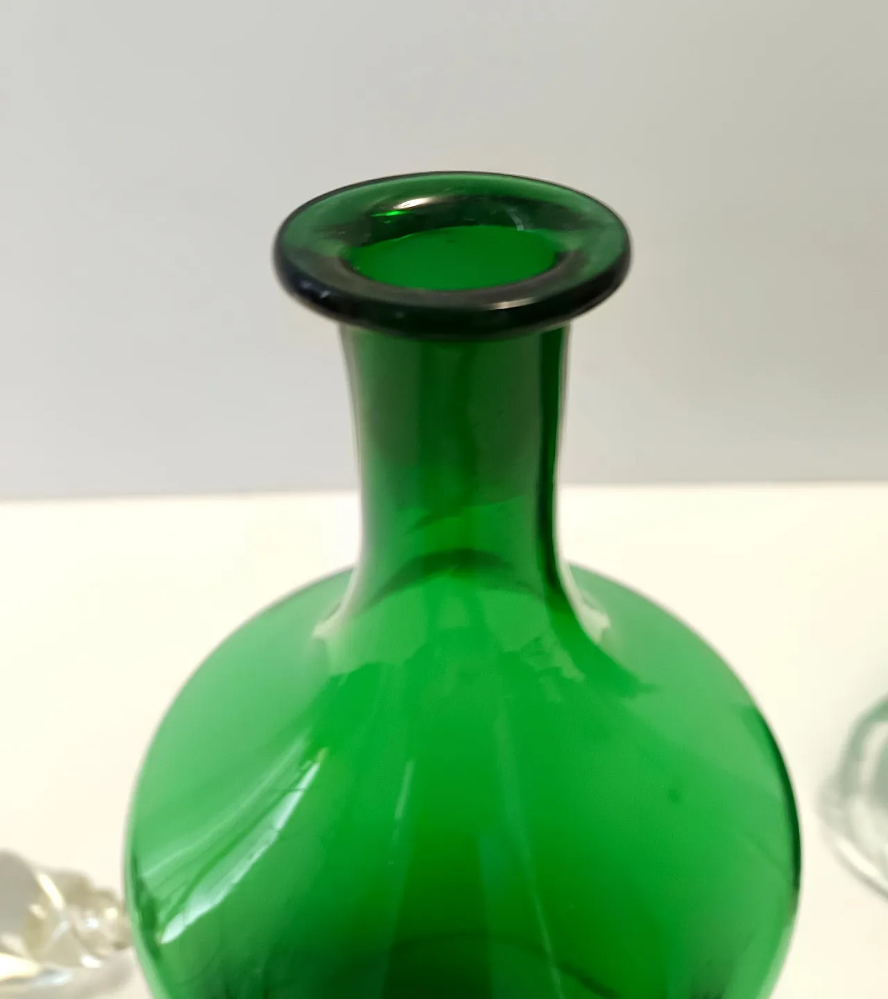 Pair of Green Hand-Blown Glass Wine and Water Pitchers, Empoli, 50s 8