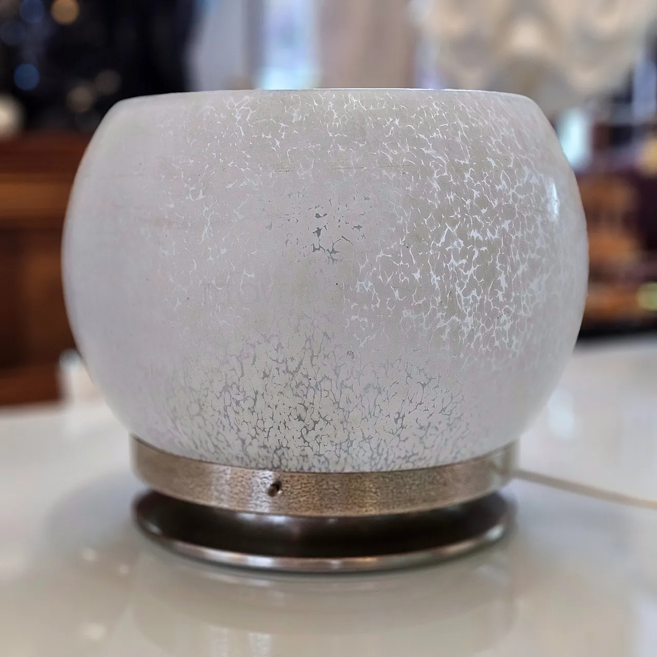 Space Age table lamp in Murano glass and brushed metal, 70s 1