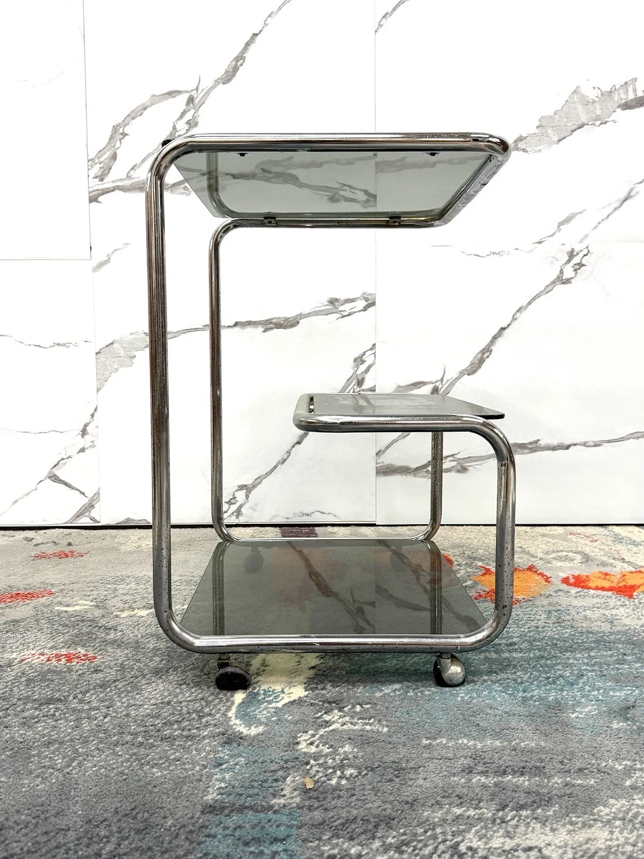 Three-shelf steel food cart, 1970s 2