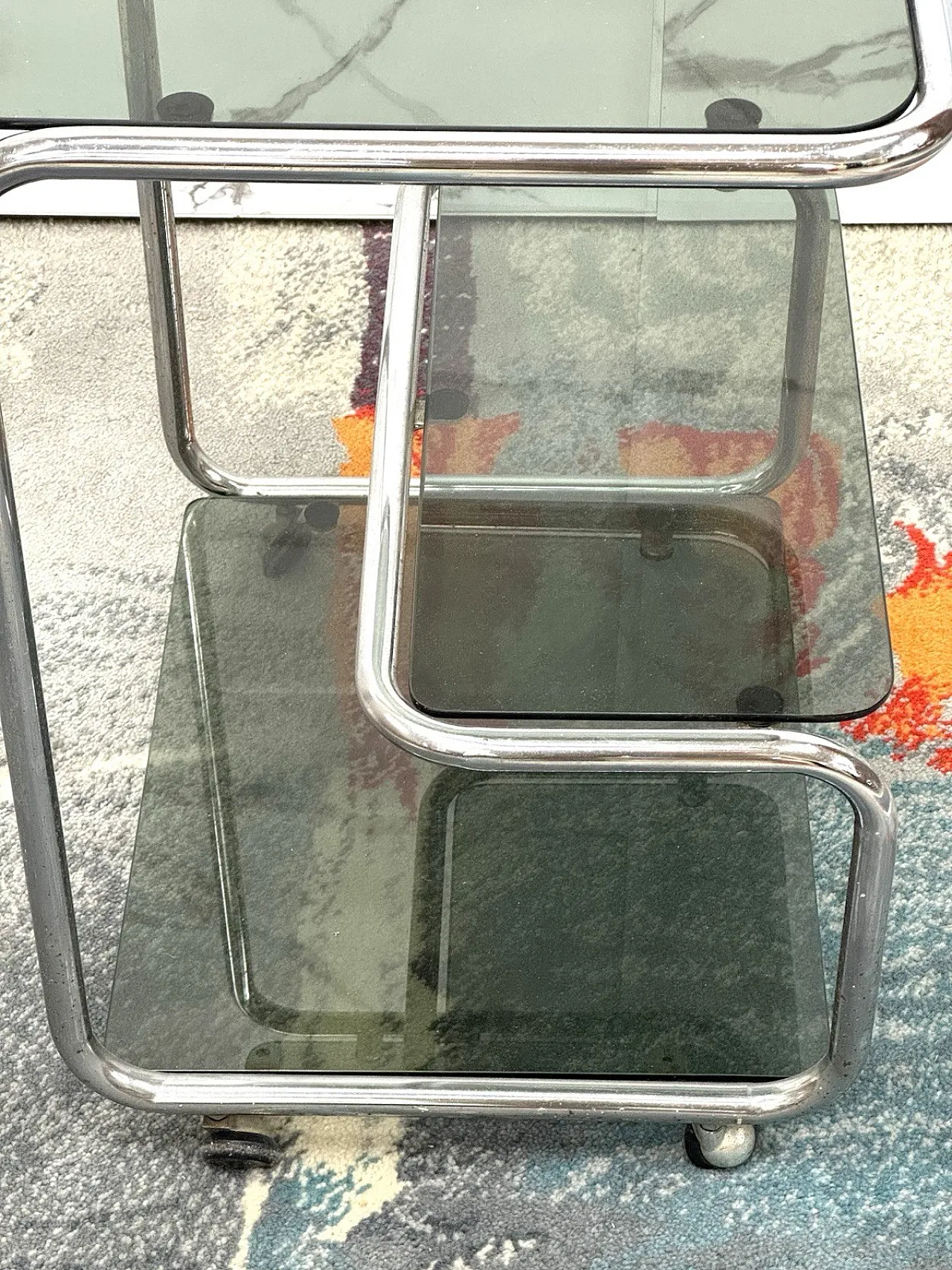 Three-shelf steel food cart, 1970s 6