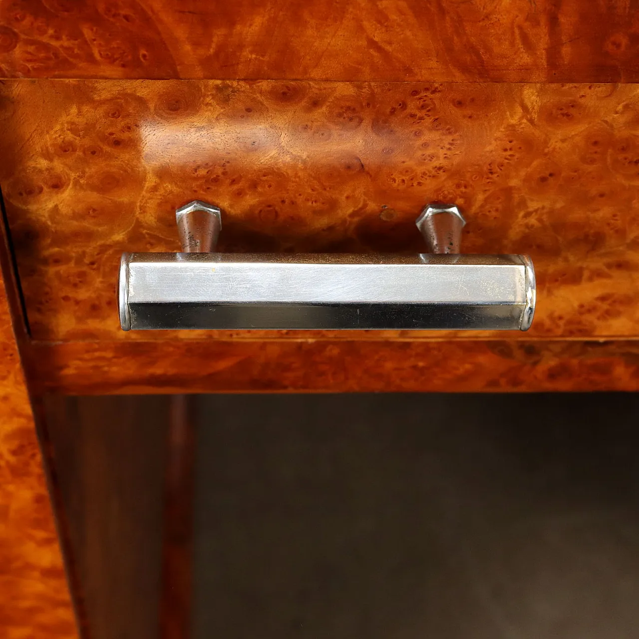Decò Desk in walnut burl veneer metal, 1930s 5