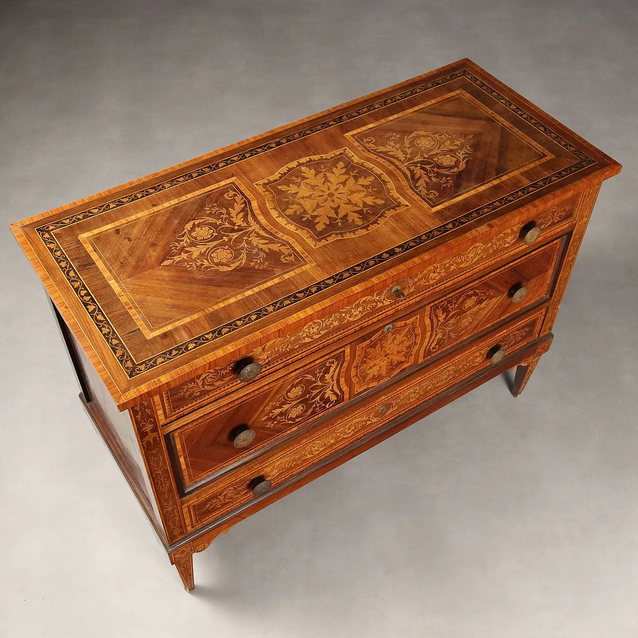 Neoclassical chest of drawers with 3 drawers, 20th century 8