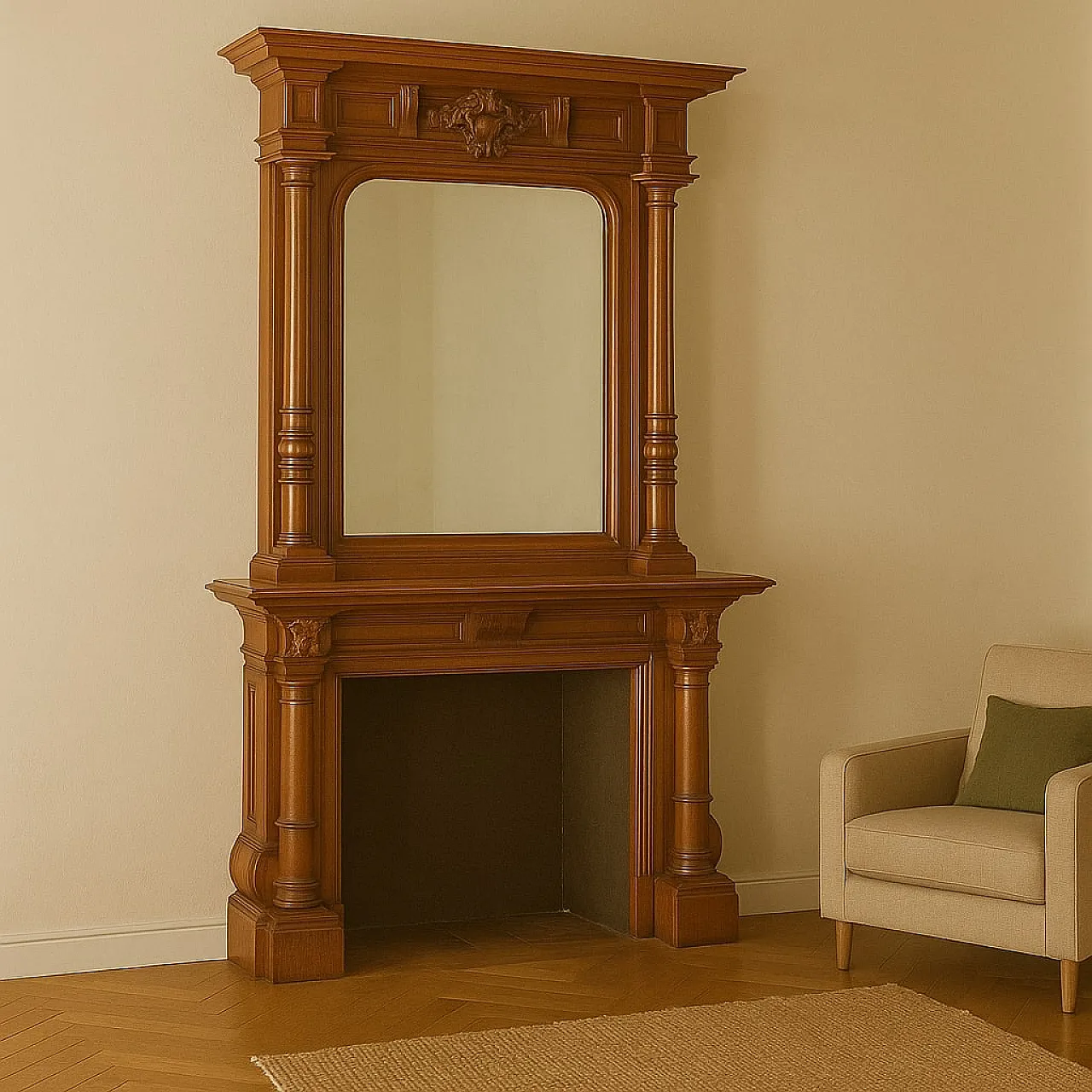 Fireplace with mantelpiece neo-Renaissance style, 19th century 2