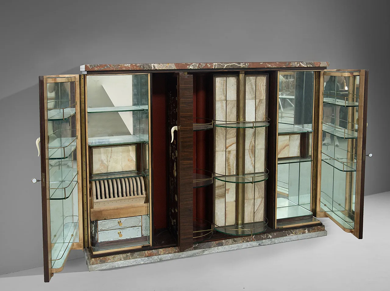 Mobile bar in stile Art Déco cinese con marmi, anni '30 3