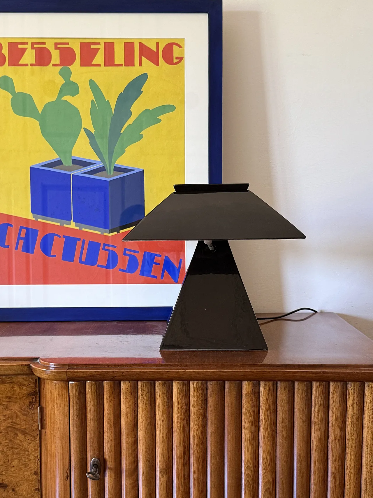 SPACE AGE black ceramic table lamp, Italy 70s 3