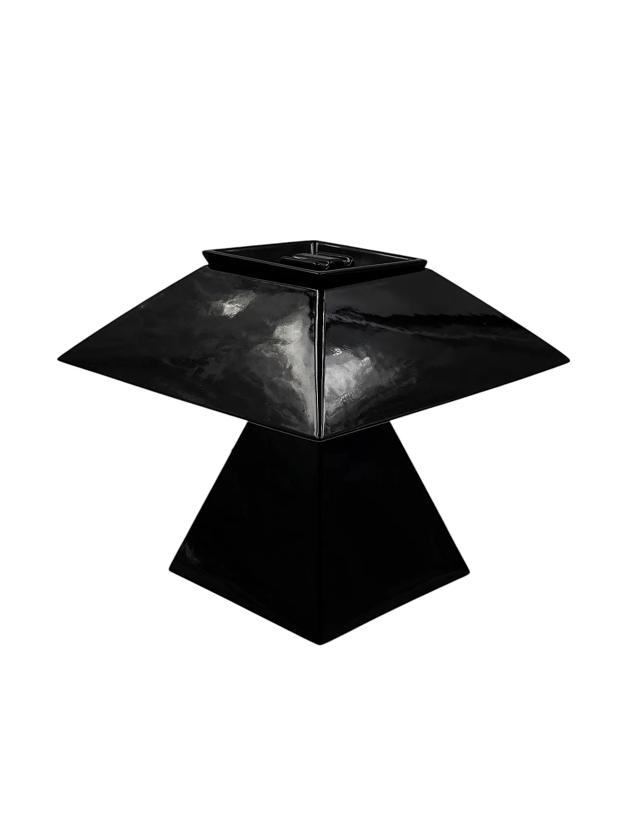 SPACE AGE black ceramic table lamp, Italy 70s 4