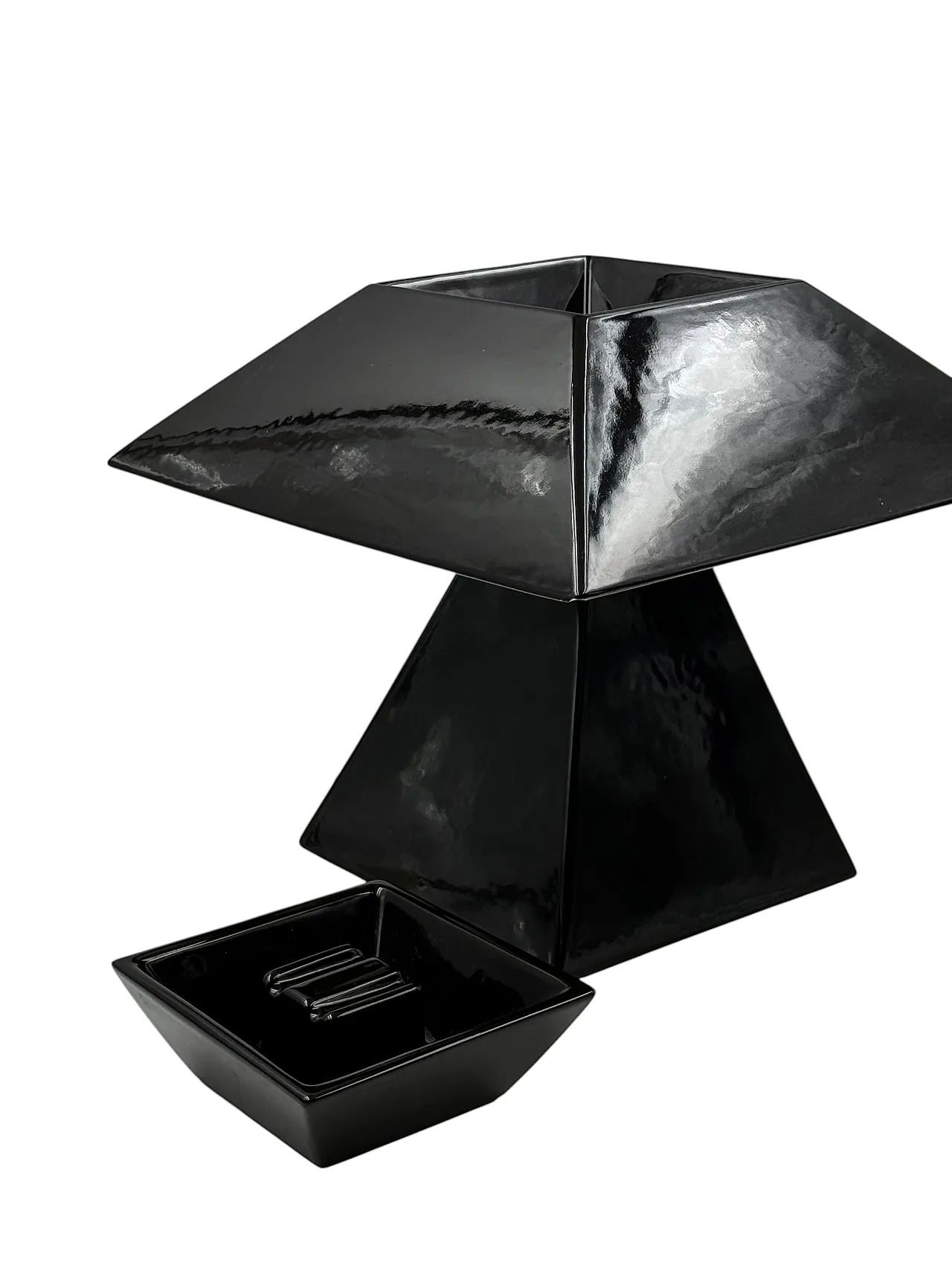 SPACE AGE black ceramic table lamp, Italy 70s 9