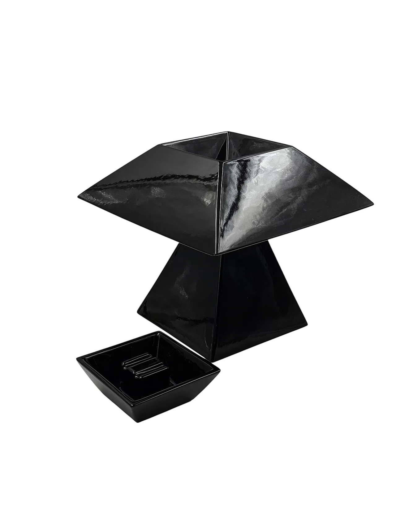 SPACE AGE black ceramic table lamp, Italy 70s 10