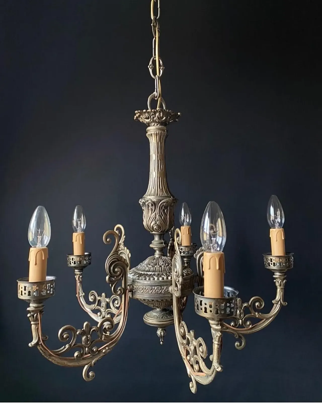 Bronze chandelier, 1960s 4