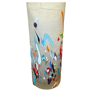 Cylindrical Murano glass vase in Millefiori style, 1980s
