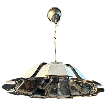Steel chandelier attributed to Reggiani, 1960s