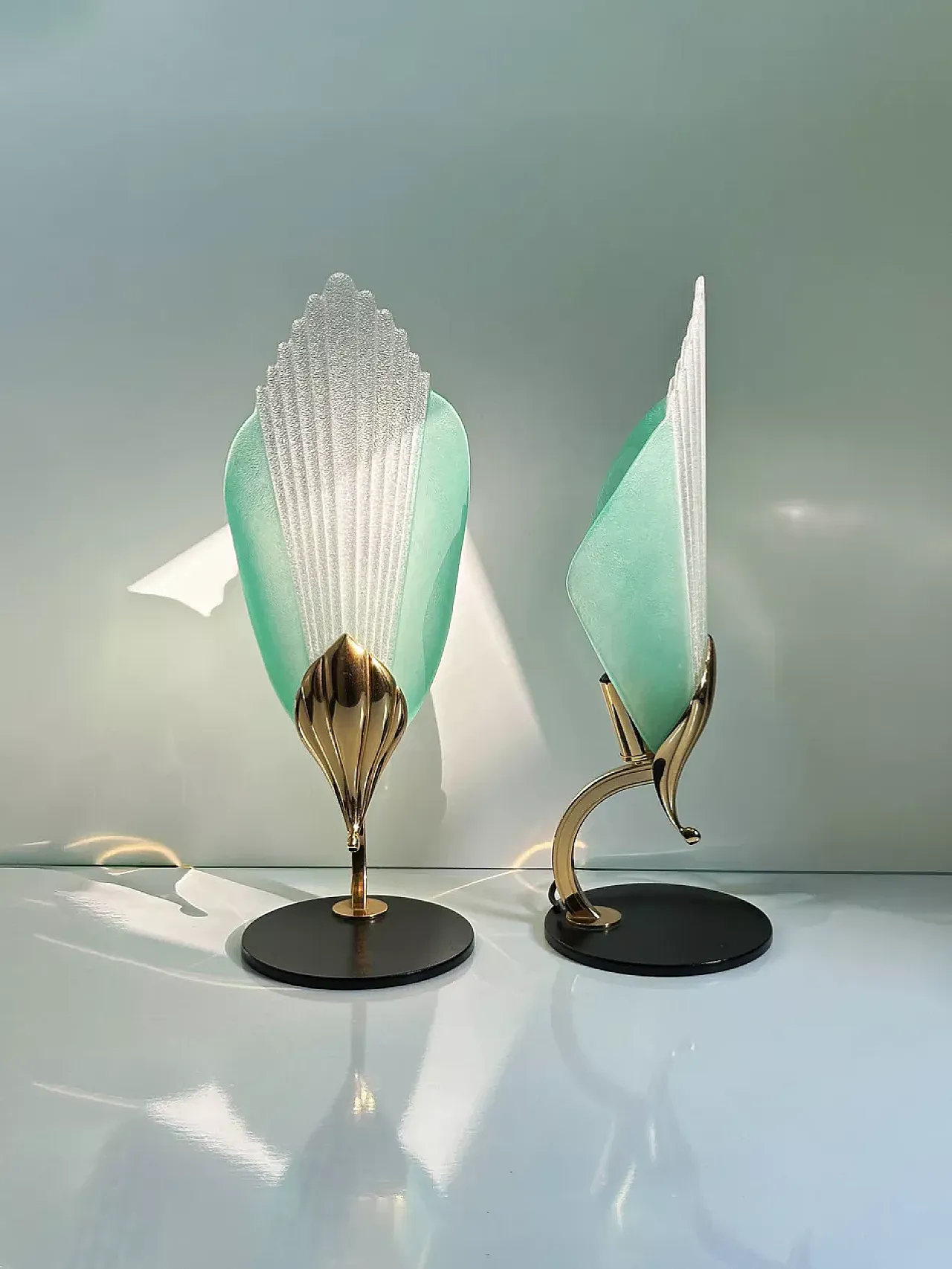 Pair of Nefertiti Murano table lamps Postmodern, 80s 1